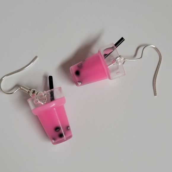 Boba BUBBLE TEA EARRINGS CUTE!! Handmade - Picture 6 of 8